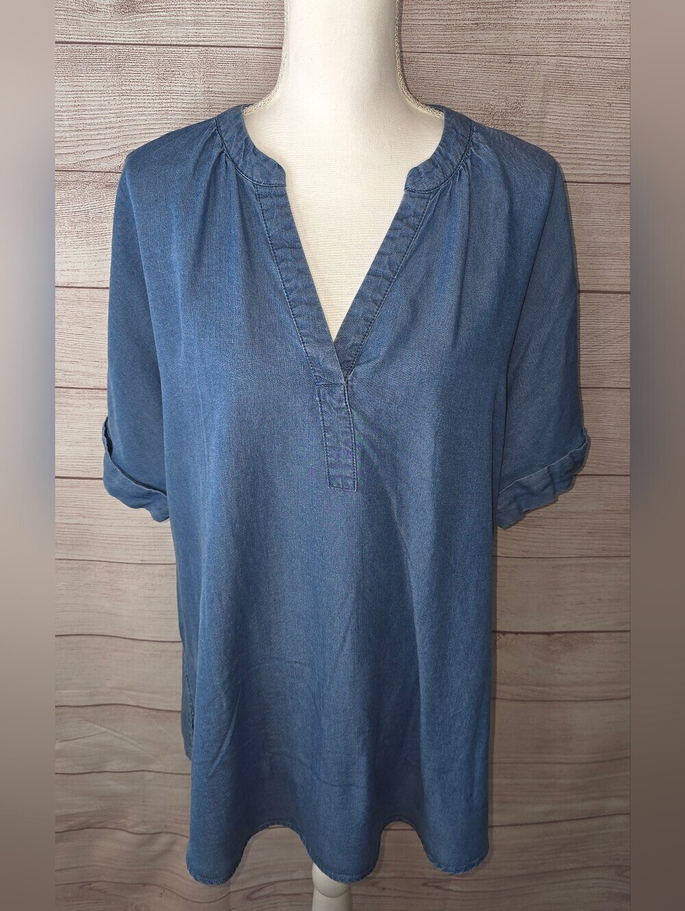 Zac & Rachel Chambray Top Size XL